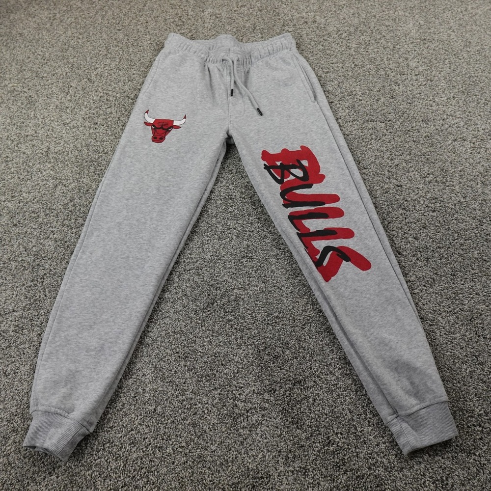 Chicago Bulls Pants Mens S Gray NBA Basketball Warm Up Jogger Sweatpants Gym Jog